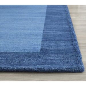 SAFAVIEH Himalaya Collection Area Rug - 10' x 14', Light Blue & Dark Blue, Handmade Wool, Ideal for High Traffic Areas in Living Room, Bedroom (HIM580A)