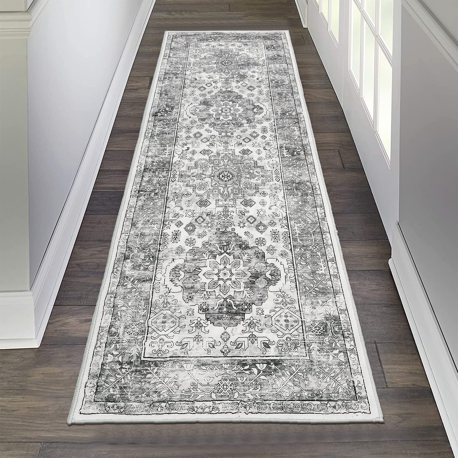 Pauwer Hallway Runner Rug 2'x6', Boho Washable Runner Rugs with Rubber Backing, Non Slip Carpet Runner for Hallways, Farmhouse Rug Runners for Kitchen Laundry Room Entryway Bathroom