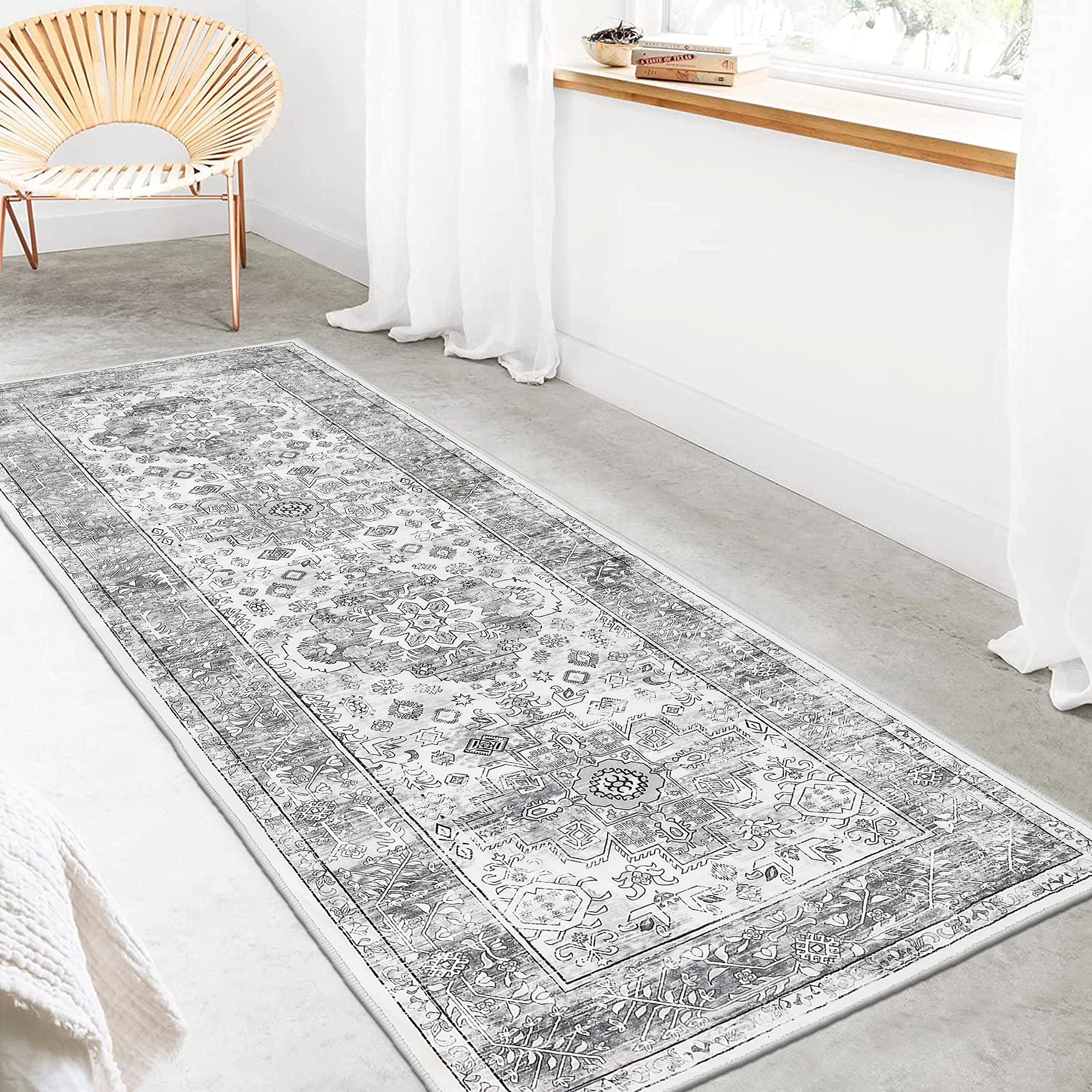 Pauwer Hallway Runner Rug 2'x6', Boho Washable Runner Rugs with Rubber Backing, Non Slip Carpet Runner for Hallways, Farmhouse Rug Runners for Kitchen Laundry Room Entryway Bathroom