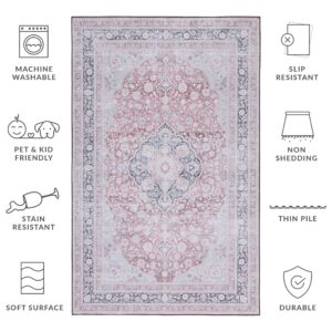 SAFAVIEH Tucson Collection Area Rug - 6' x 9', Rust & Sage, Persian Medallion Design, Non-Shedding Machine Washable & Slip Resistant Ideal for High Traffic Areas in Living Room, Bedroom (TSN191P)