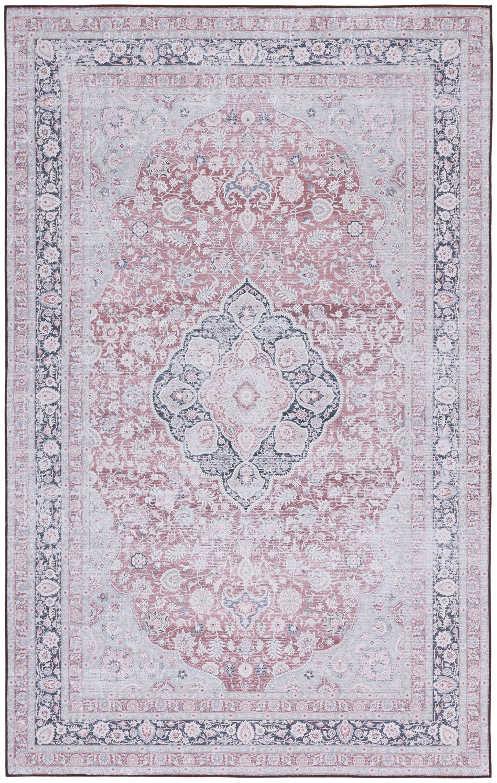 SAFAVIEH Tucson Collection Area Rug - 6' x 9', Rust & Sage, Persian Medallion Design, Non-Shedding Machine Washable & Slip Resistant Ideal for High Traffic Areas in Living Room, Bedroom (TSN191P)