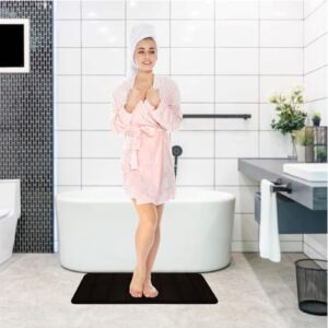 Bathroom Rugs Set Memory Foam Bath Mats Non-Slip Bath Rug Set 3 Piece,Washable Bathroom Mats,Absorbent Shaggy Rugs Super Soft U-Shaped Toilet Rug,Bathroom Carpets for Bathroom,Tub,Shower(Black)