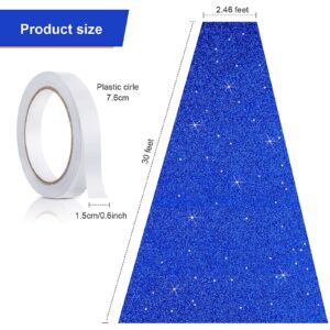 Tatuo Carpet Runner Runway Rug 55 gsm Thickness with Carpet Tape for Wedding graduation party Outdoor indoor Hallway Rug(Glitter Dark Blue, 2.46 x 30 Feet)