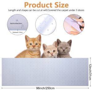 Treela 2 Pcs Cat Carpet Protector Plastic Runners to Protect Carpet Clear Non Slip Carpet Cover Heavy Duty Plastic Floor Protector Prevent Pets from Scratching Tearing Carpet Rugs (12 x 98 Inch)