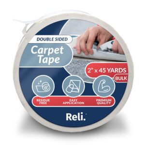 reli. carpet tape | 2" x 45 yards (bulk value) | double sided carpet tape for hardwood floors | heavy duty keeps rug in place | indoor/outdoor rug tape for area rug, laminate | rug gripper | white