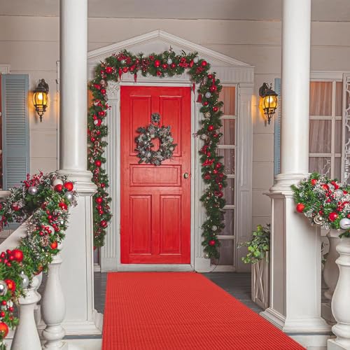 HOMBYS 450 GSM Thickness Red Carpet Runner for Party, Extra Thick & Non-slip Felt Rug Red Aisle Runner Rug for Special Events, Wedding Hollywood Oscars, 2.6 * 30 ft