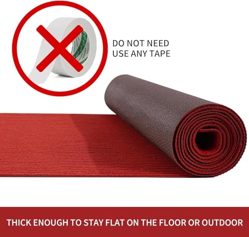 HOMBYS 450 GSM Thickness Red Carpet Runner for Party, Extra Thick & Non-slip Felt Rug Red Aisle Runner Rug for Special Events, Wedding Hollywood Oscars, 2.6 * 30 ft