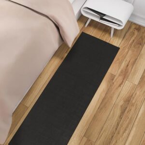 Machine Washable Modern Solid Design Non-Slip Rubberback 2x6 Traditional Runner Rug for Hallway, Kitchen, Bedroom, Living Room, 2'2" x 6', Black