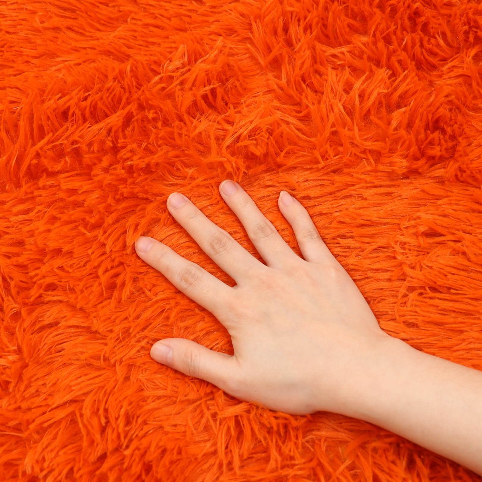 Lifup Soft Fluffy Rectangle Area Rug, Cozy Plush Shaggy Carpet for Living Room Bedroom Home Décor Orange 1.6 x 2.6 Feet