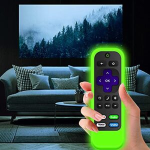 [2 Pack] Climberer silicone remotes cover case Compatible with TCL,Roku, Hisense remote | Roku Express 4K+ 2021 | Roku Streaming Stick+/Stick 4K 2021(Luminous Green + Blue)