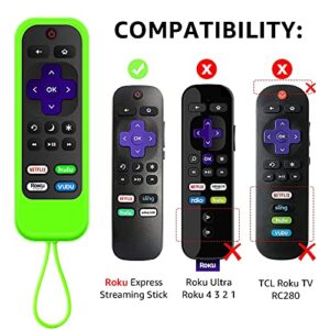 [2 Pack] Climberer silicone remotes cover case Compatible with TCL,Roku, Hisense remote | Roku Express 4K+ 2021 | Roku Streaming Stick+/Stick 4K 2021(Luminous Green + Blue)