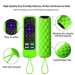 [2 Pack] Climberer silicone remotes cover case Compatible with TCL,Roku, Hisense remote | Roku Express 4K+ 2021 | Roku Streaming Stick+/Stick 4K 2021(Luminous Green + Blue)