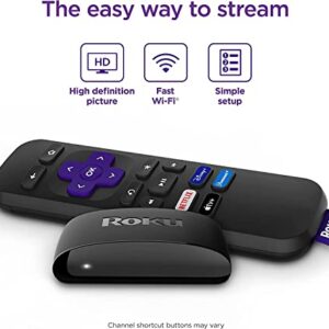 Roku Express (New) | HD Roku Streaming Device with Simple Remote (no TV Controls), Free & Live TV, Includes Cleaning Cloth and Carrying Pouch