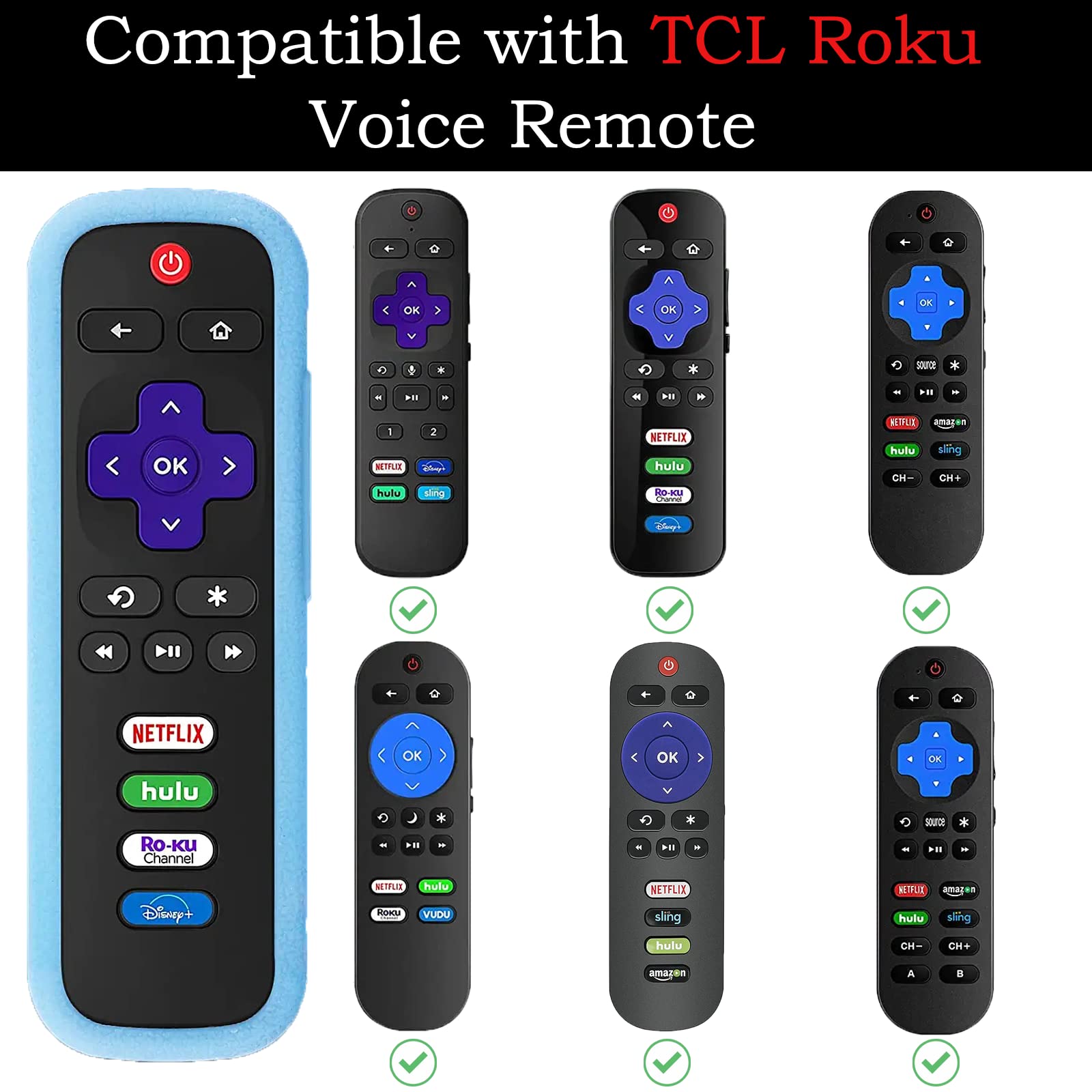 4Pack Silicone Remote Cover for Roku | TCL Hisense Roku Glow in The Dark Remote Case Universal for Roku Express 4K+ 2021 | Roku Streaming Stick+ Remote Controller Sleeve with Lanyards