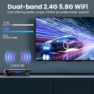 Android TV Box 12.0 4GB 64GB TV Box Android 2024 Support 8K Dual-WiFi 2.4G 5.8G Android Box H618 Chipset with HDR10 BT5.0 USB 2.0 3D Ethernet with Mini Backlit Keyboard