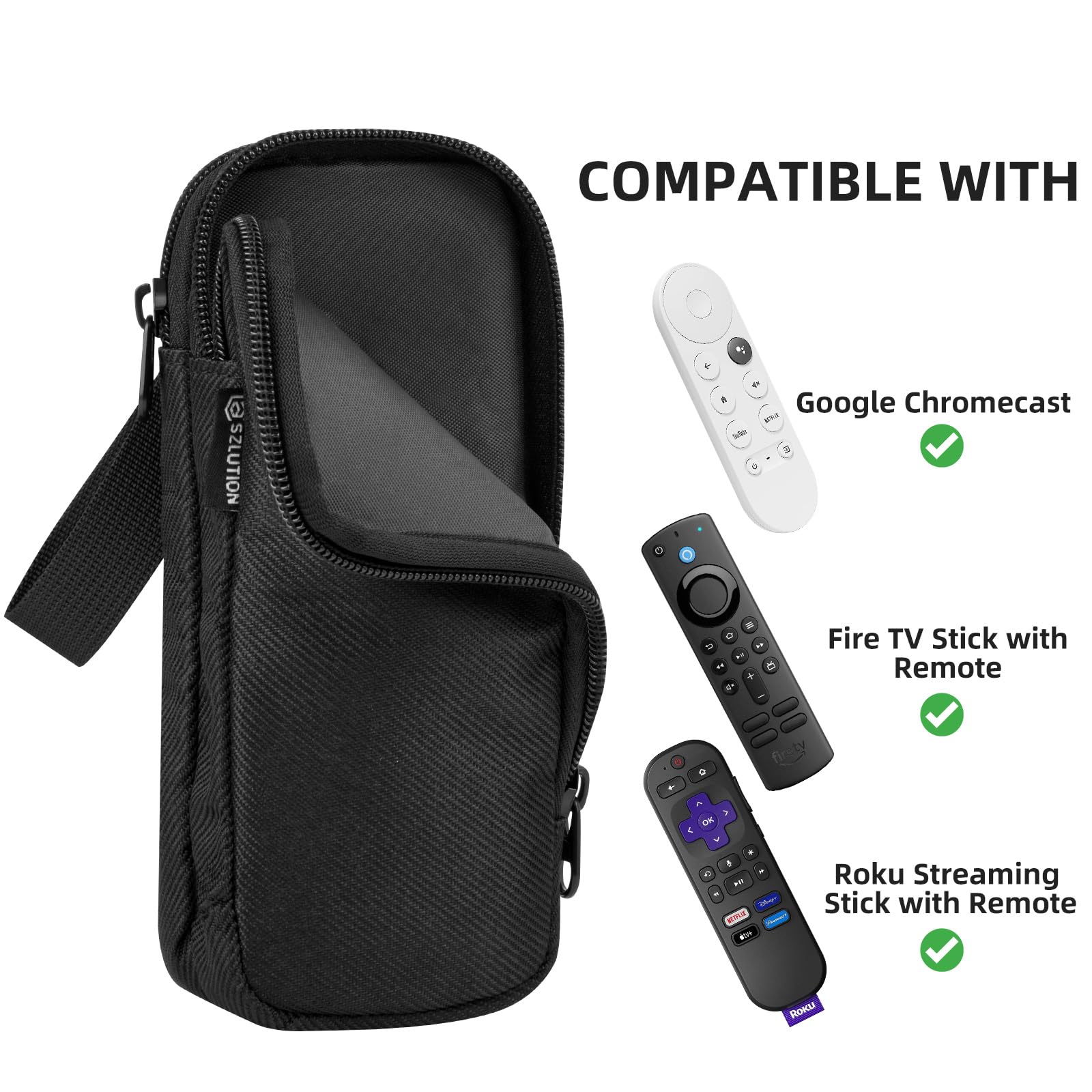 CaSZLUTION Travel Case for Google Chromecast, Fire Stick TV, Fire TV 4K Ultra HD, Roku Streaming Stick Remote Controller, Portable Storage Case for Smart TV Stick and Accessories (Case Only)