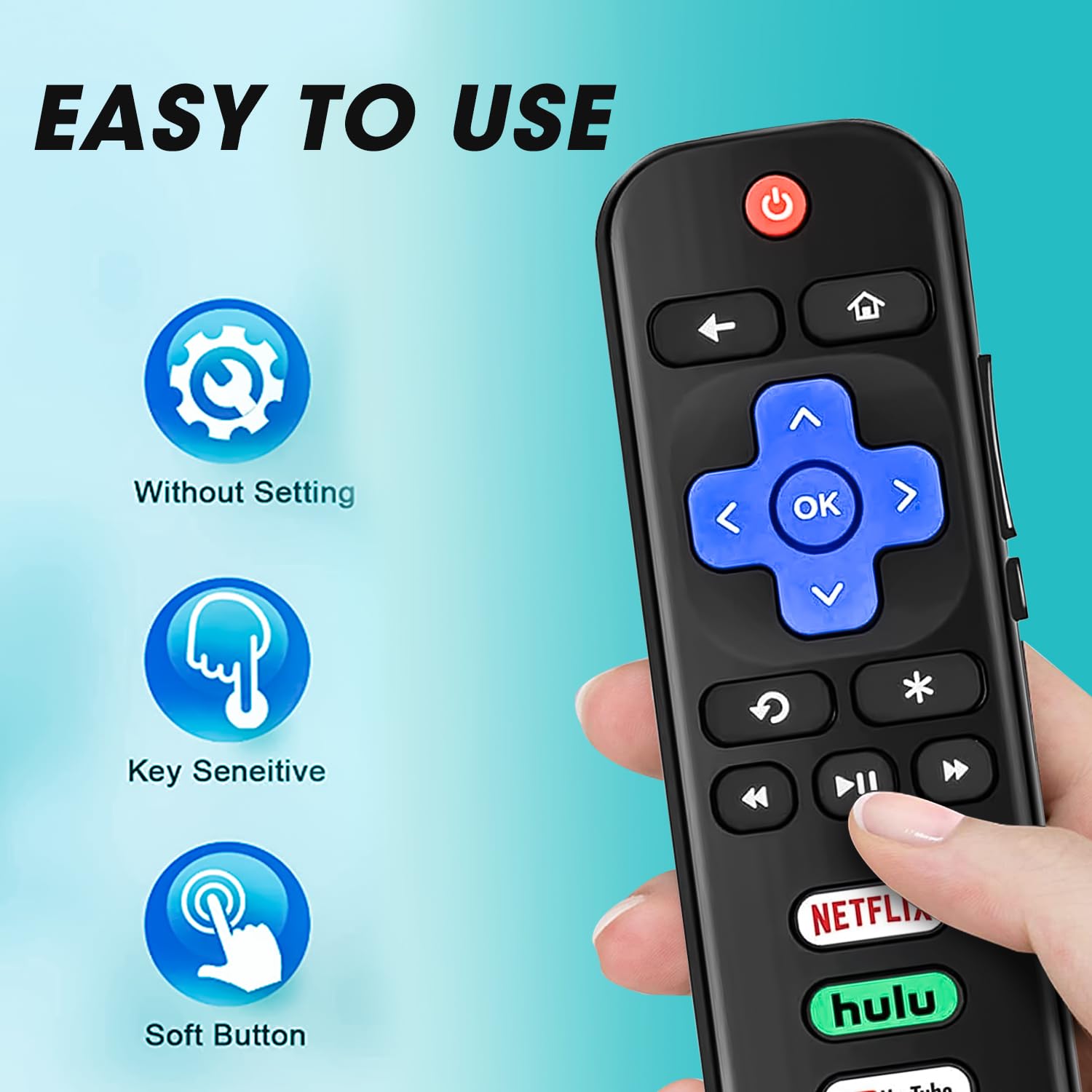 Replacement Roku TV Remote Control Works with All Roku buitl-in LG/TCL/Hisense/Insignia/Philips/Haier/Onn/Element/Sanyo TV, 【Not for Roku Stick and Box】