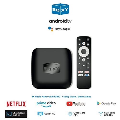 BOXY Android TV Box, Streaming Media Player 4K, Dune HD Media Center, Mini PC, AV1, USB 3.0, Ethernet, MKV/ISO 4K DV P7 FEL AFR, HDR10+, DTS, Netflix in 4K Dolby Vision & Atmos, Voice