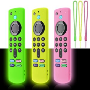 climberer firestick remote cover, 3-pack compatible with fire tv stick 4k, easy to find, comprehensive protection, ergonomic design, soft silicone, fluorescent green/yellow/pink