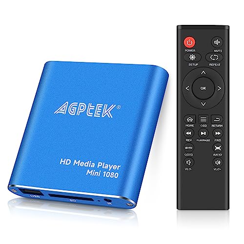 HDMI Media Player, Blue Mini 1080p Full-HD Ultra HDMI MP4 Player for -MKV/RM/ MP4 / AVI etc- HDD USB Flash Drive/HDD and SD Card