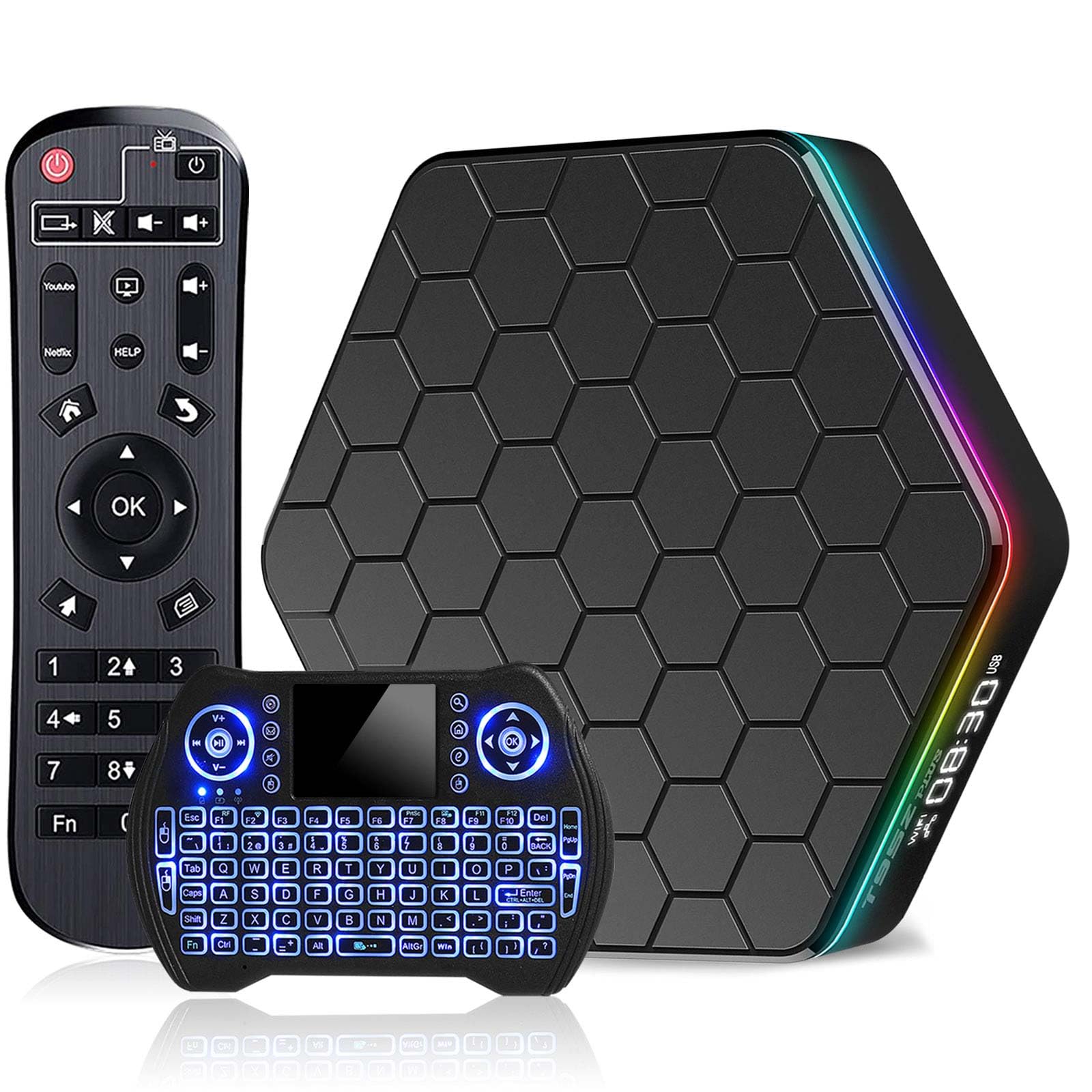 T95Z Plus Android TV Box 12.0 | 4GB RAM 32GB ROM | WiFi6 | 6K 3D HDR10+ | Bluetooth 5.0 | Android Box with Keyboard Remote | Dual Band 2.4GHz/5.8GHz | Smart TV Box 2024