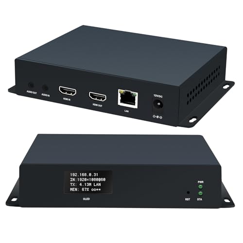 H265&H264/MJPEG HDMI Video Encoder HD 1080P@60HZ OLED Screen Video Audio Encoders with Loopout Max 4 Channels Streams Output HTTP/SRT/RTMP/RTMPS/RTSP IPTV Streaming for YouTube Facebook Live