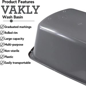 Wash Basins – Rectangular Plastic Hospital Bedside Soaking Tub [1 Pack] Small 7 Quart Graduated Bucket - Portable Washbasin for Washing, Cleaning, Foot Bath, Washing Dishes, Face Cleansing Bowl