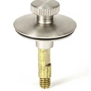 PF WaterWorks PF0966-BN Lift n Turn (Twist Close) Bath Tub Drain Assembly (Coarse Drain 11.5 TPI + Stopper + One (1) Hole Face Plate - Free Hair Catcher/Strainer - Eliminate Clogs Brushed Nickel