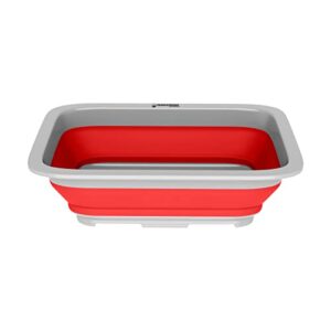 Collapsible Cleaning Caddy - Portable Multi-use Wash Basin, Dish Tub, or Ice Bucket with 7.27L Capacity for Camping and Tailgating by Wakeman (Red)