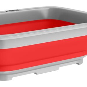 Collapsible Cleaning Caddy - Portable Multi-use Wash Basin, Dish Tub, or Ice Bucket with 7.27L Capacity for Camping and Tailgating by Wakeman (Red)