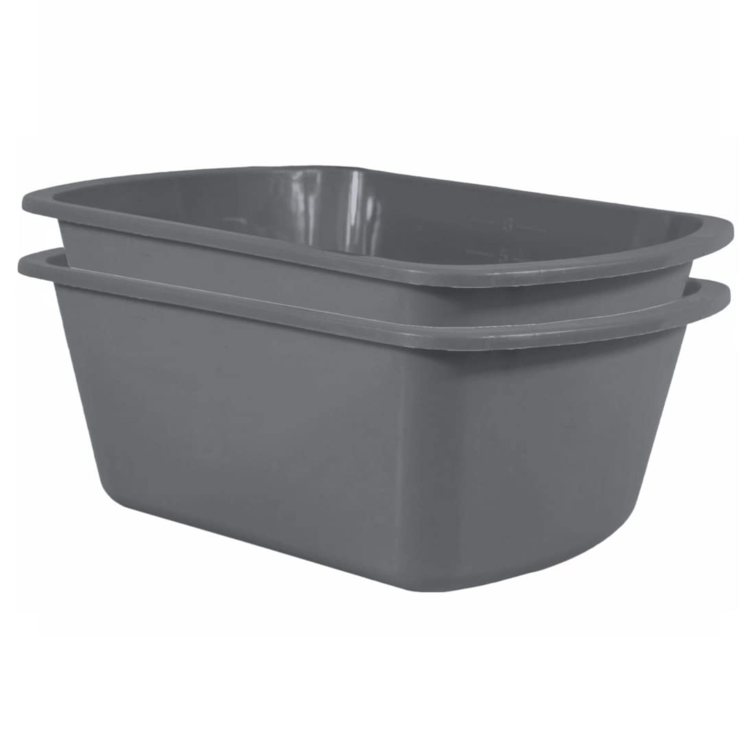 Wash Basins – Rectangular Plastic Hospital Bedside Soaking Tub [2 Pack] Small 7 Quart Graduated Bucket - Portable Washbasin for Washing, Cleaning, Foot Bath, Washing Dishes, Face Cleansing Bowl