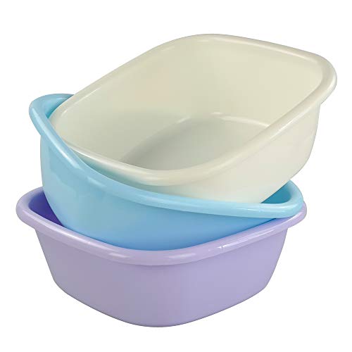 Yuright 8 Quart Plastic Wash Basin, Small Dish Pan, 3 Pack