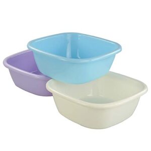 Yuright 8 Quart Plastic Wash Basin, Small Dish Pan, 3 Pack