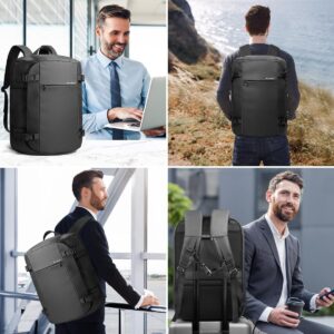 hk Travel Backpack for Men 40L,TSA Friendly Flight Approved Carry On Luggage Backpack,Personal Item Travel Bag,17.3 Inch Waterproof Business Laptop Backpack Weekender Bag with USB Charging Port