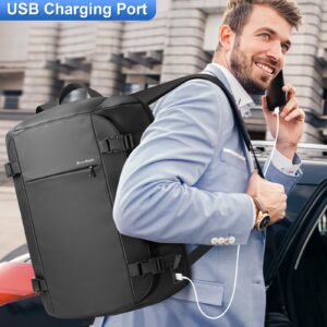 hk Travel Backpack for Men 40L,TSA Friendly Flight Approved Carry On Luggage Backpack,Personal Item Travel Bag,17.3 Inch Waterproof Business Laptop Backpack Weekender Bag with USB Charging Port