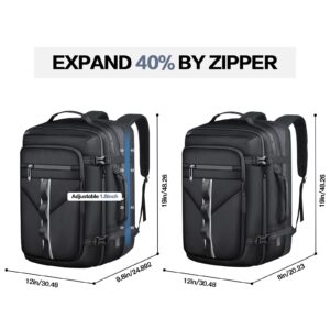 ZMMMA Travel Backpack, Carry On Backpack, 45L-50L Expandable Airline Approved Luggage Bag, Waterproof Business Overnight Daypack with USB Port, Weekender Bag Fits 18 Inch Laptop, Gifts for Men Women