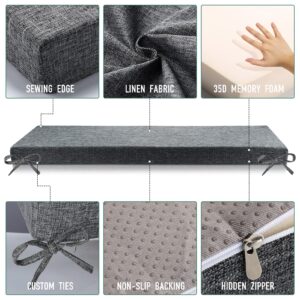 Azincoer Custom Size Bench Cushion, Bay Window Seat Cushion, Thick Upholstery Foam Long Chair Cushion Sofa Pads Outdoor/Indoor Patio Furniture (Color : Dark gray, Size : Custom Size)