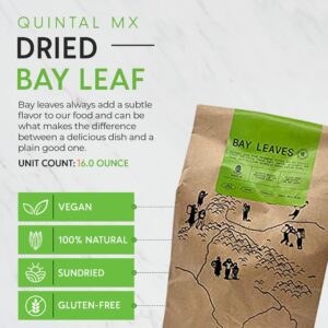 QUINTAL MX Natural Bay Leaves Whole, Hojas de Laurel, Dried Bay Leaf for Cooking, Whole Bay Leaves Dried for a Variety of Recipes, RESEALABLE BAG (16OZ)