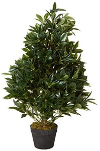 nearly natural 3-ft. bay leaf artificial topiary uv resistant (indoor/outdoor) silk trees, green