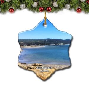 California Half Moon Bay USA Christmas Tree Ornament Travel Gift Souvenir Porcelain Double Side