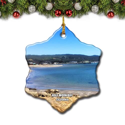 California Half Moon Bay USA Christmas Tree Ornament Travel Gift Souvenir Porcelain Double Side