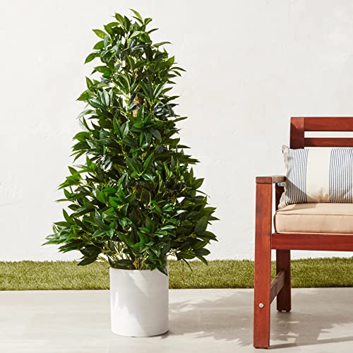 Nearly Natural 4-Ft. Bay Leaf Artificial Topiary UV Resistant (Indoor/Outdoor) Silk Trees, Green