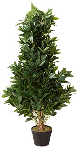 Nearly Natural 4-Ft. Bay Leaf Artificial Topiary UV Resistant (Indoor/Outdoor) Silk Trees, Green