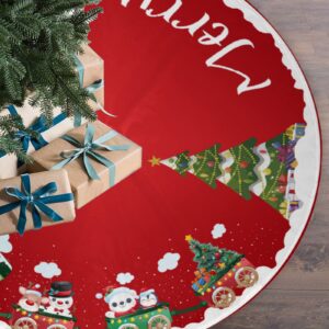 48 Inch Christmas Tree Skirt, Truck Xmas Tree Mat for Christmas Party Home Decor, Merry Christmas Tree Skirts for Christmas Tree Holiday Decorations…