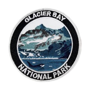 glacier bay national park patch embroidered iron-on/sew-on decorative embroidery applique clothing vest jacket premium stitching nature wild animals forest trees hiking trail souvenir badge whales