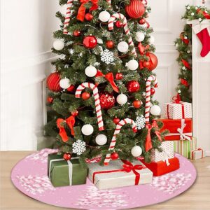 Christmas Tree Skirt Pink Christmas Tree Skirt 48inch Xmas Winter Tree Skirt for Christmas Indoor Outdoor Decorations