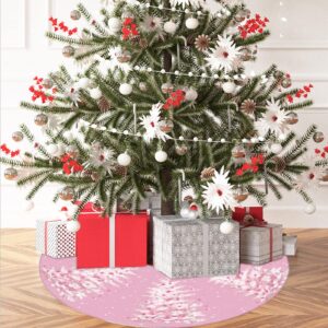 Christmas Tree Skirt Pink Christmas Tree Skirt 48inch Xmas Winter Tree Skirt for Christmas Indoor Outdoor Decorations