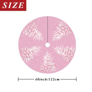 Christmas Tree Skirt Pink Christmas Tree Skirt 48inch Xmas Winter Tree Skirt for Christmas Indoor Outdoor Decorations