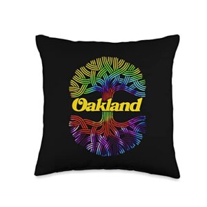 Oakland shirts, The Town, Hella Bay, Oakland Tree, Bay Area Throw Pillow, 16x16, Multicolor