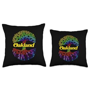 Oakland shirts, The Town, Hella Bay, Oakland Tree, Bay Area Throw Pillow, 16x16, Multicolor